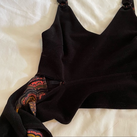 Free People Paisley Pop Tank XS black crop top with a tie side. - Picture 6 of 10